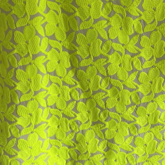 J. Crew Florescent Yellow Floral Mini Skirt Lined embroidered Size 8 - Picture 2 of 5